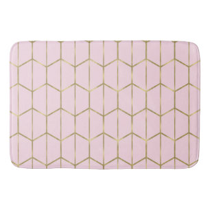 Tapis De Bain Boho rose Hexagon or & Glam géométrique