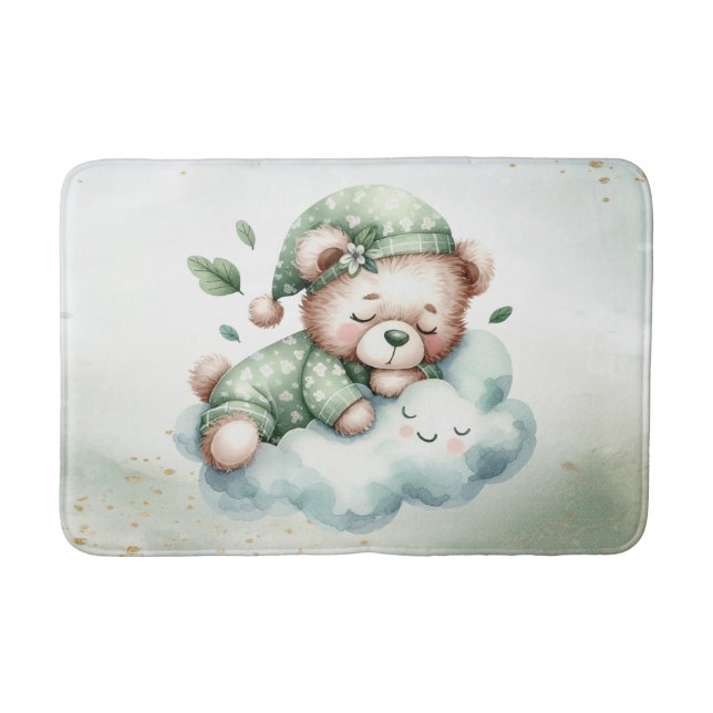 Tapis De Bain Boho vert dormant Teddy Ours mou (Devant)