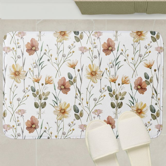 Tapis De Bain Boho Watercolor Wildflower (Créateur téléchargé)