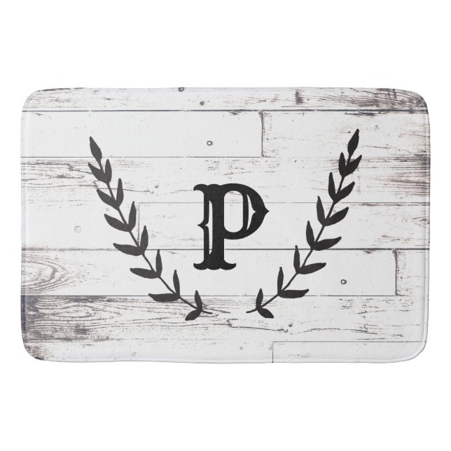 Tapis De Bain Bois blanc rustique Shabby Chic Laurel Pays (Devant)