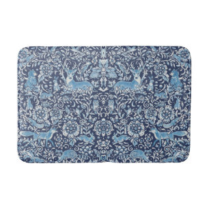 Tapis De Bain Bois Bleu Animal Fox Owl Rabbit William Morris
