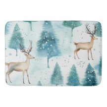 Bois d'aquarelle Cerf en hiver Forêt Noël