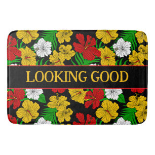 Tapis De Bain Bon Devis Fleurs Tropicales Noir