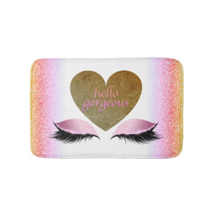 Tapis De Bain Bonjour coeur fascinant magnifique d'or de cils de