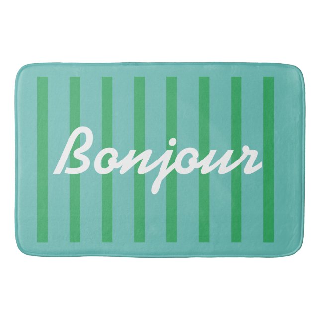 Tapis De Bain Bonjour Fun coloré rayé (Devant)