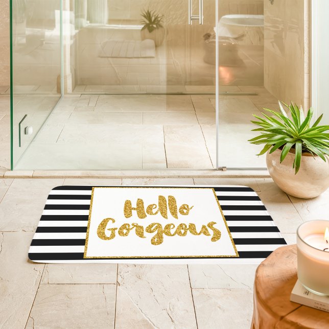Tapis De Bain Bonjour Magnifique Black & White Gold Parties scin (Créateur téléchargé)