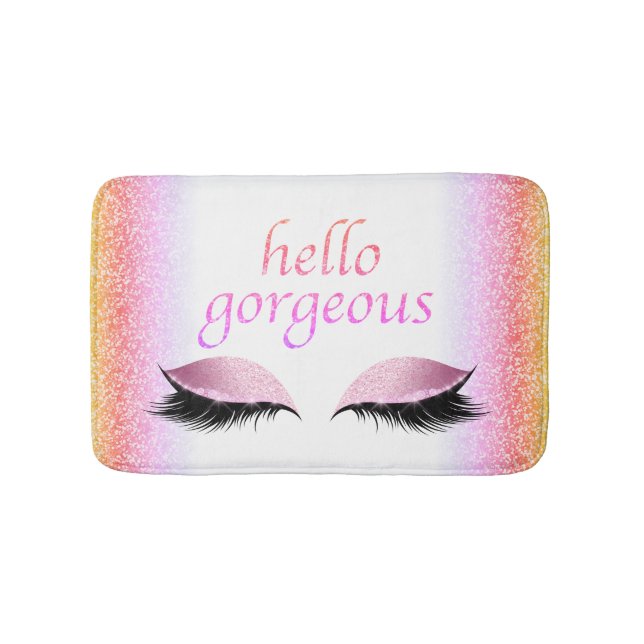Tapis De Bain Bonjour parties scintillantes magnifiques de rose (Devant)