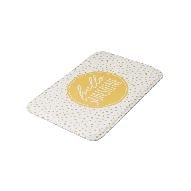 Tapis De Bain Bonjour Sunshine Dots Motif Jaune Faux Or (Angle)