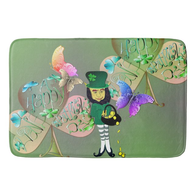 Tapis De Bain "Bonne Saint Patrick !" Leprechaun (Devant)