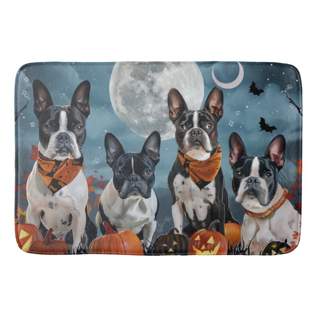 Tapis De Bain boston terrier Halloween Éffrayant (Devant)
