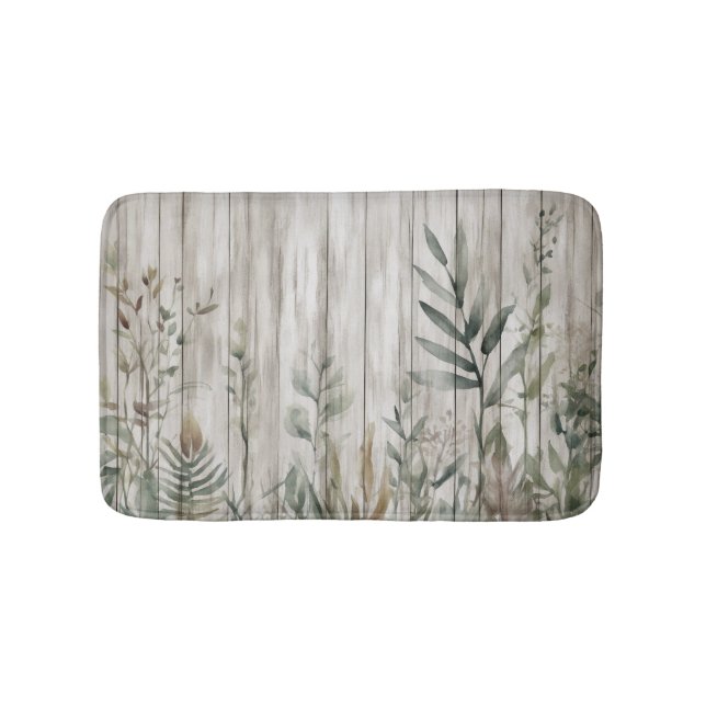 Tapis De Bain Botanical Foliage Farmhouse Barn Wood look (Devant)