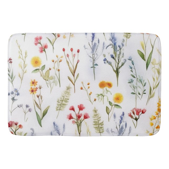 Tapis De Bain Botanique Fleur sauvage aquarelle (Devant)