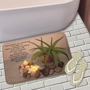 Tapis De Bain Bougies d'aloès et citation de bonheur de galets d