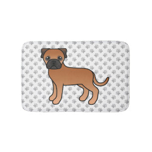 Tapis De Bain Bouledogue Mastiff Rouge Dessin Animé Mignon Chien