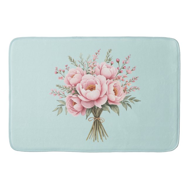 Tapis De Bain Bouquet de fleurs de pivoine rose joli (Devant)