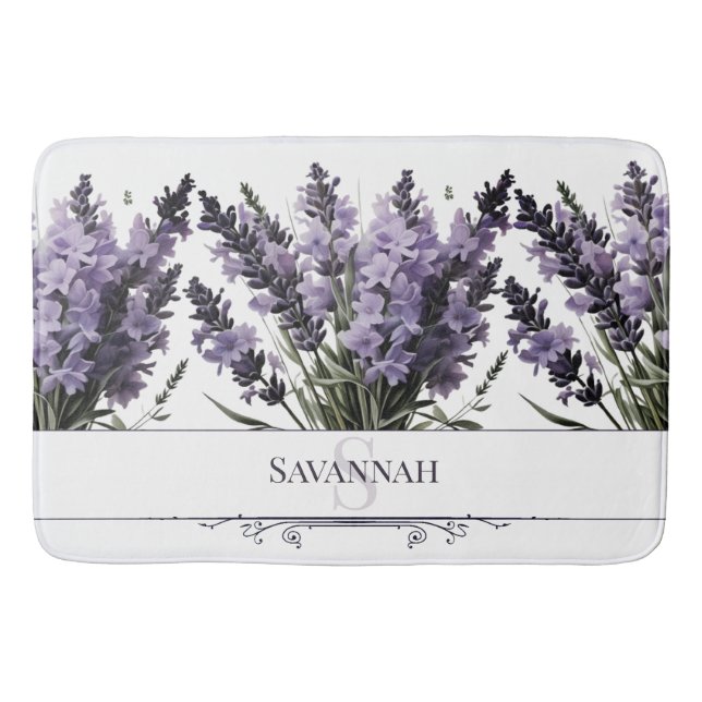 Tapis De Bain Bouquet de lavande aquarelle personnalisé (Devant)