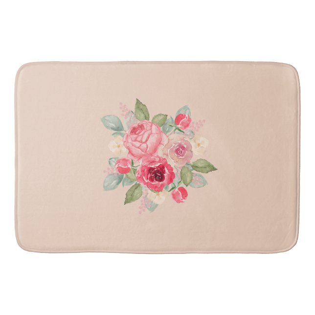 Tapis De Bain Bouquet de roses peintes (Devant)