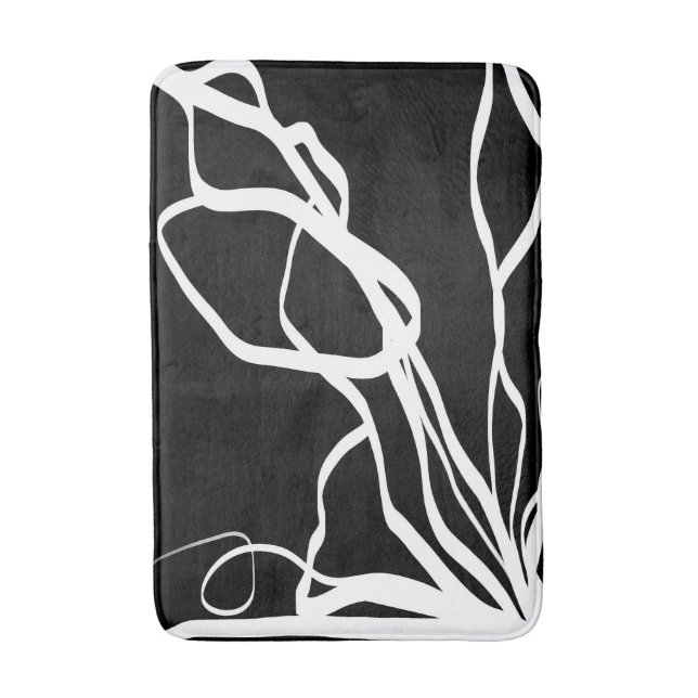 Tapis De Bain Bouquet Noir : Abstrait noir et blanc (Devant (Vertical))