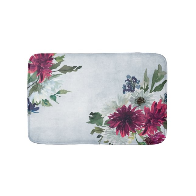Tapis De Bain Bourgogne Floral Splash sur Grey (Devant)