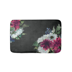 Tapis De Bain Bourgogne Floral Splash sur Noir déchiré