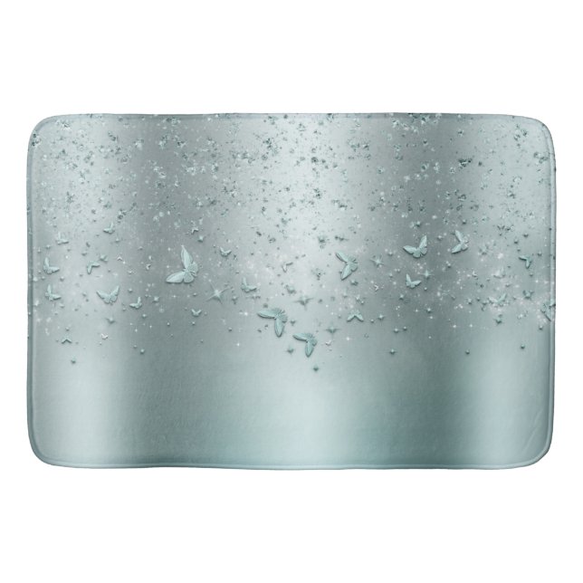 Tapis De Bain Bouton d'effervescence Turquoise Argent (Devant)