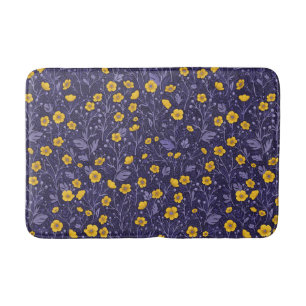 Tapis De Bain Boutons jaunes et violets