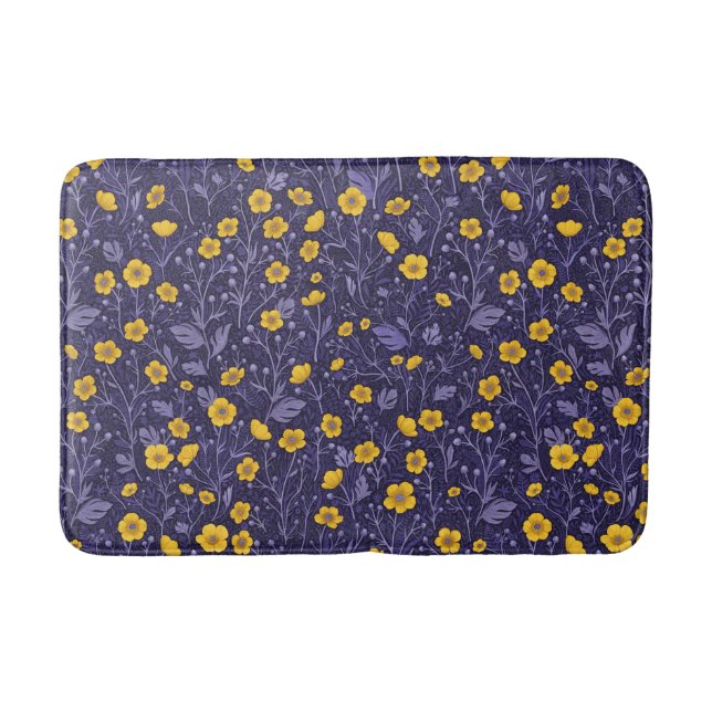 Tapis De Bain Boutons jaunes et violets (Devant)