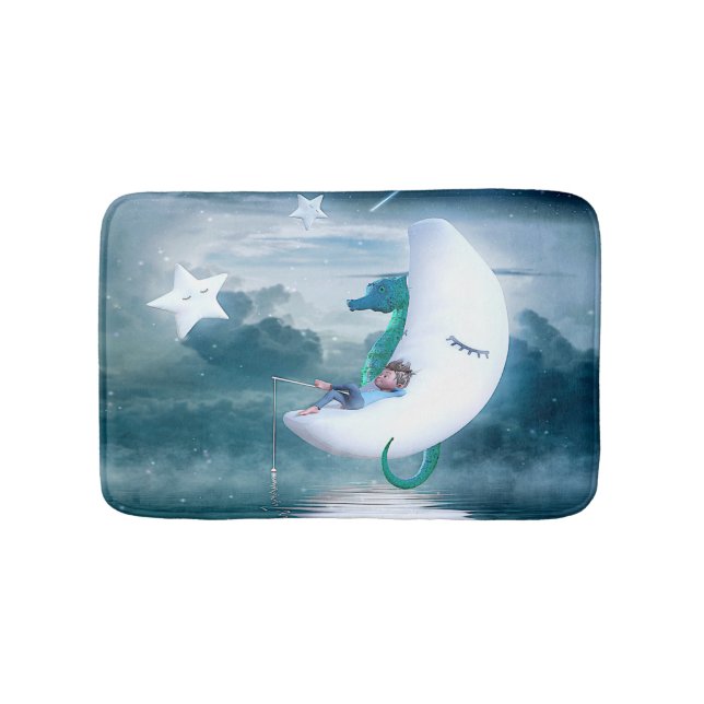 Tapis De Bain Boy & Seahorse Fishing on the Moon (Devant)