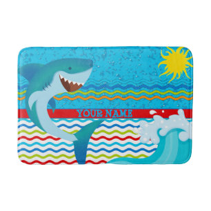 Tapis De Bain Boys Nom personnalisé Shark Bathmat de salle de ba