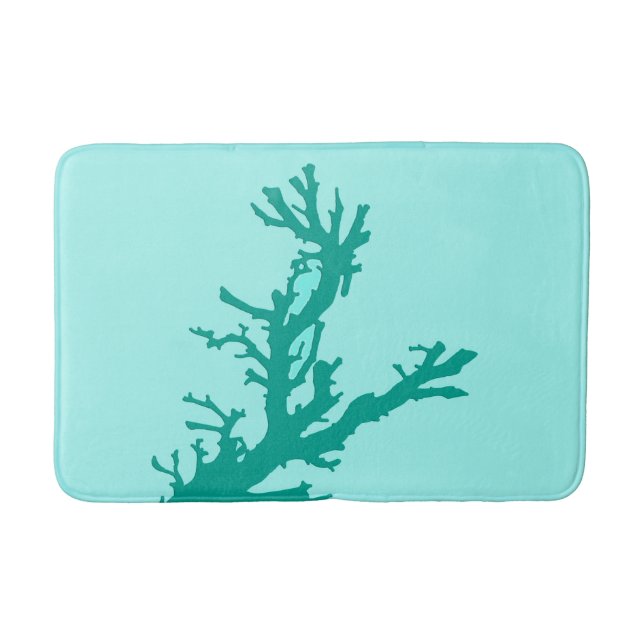 Tapis De Bain Branche de corail - turquoise et aqua (Devant)