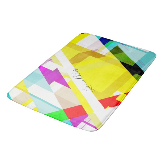 Tapis De Bain Bright Abstrait Art Jaune violet Vert Bleu Rouge R (Angle)