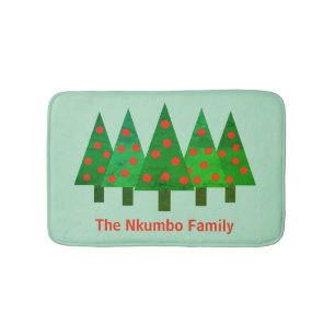 Tapis De Bain Bright Christmas Pine Forest Nom personnalisé