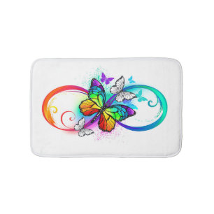 Tapis De Bain Bright infinity with rainbow butterfly