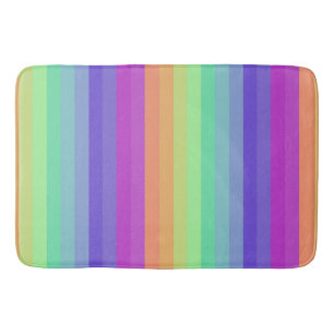 Tapis De Bain Brillant Pastel Arc-en-ciel Stripe Mat