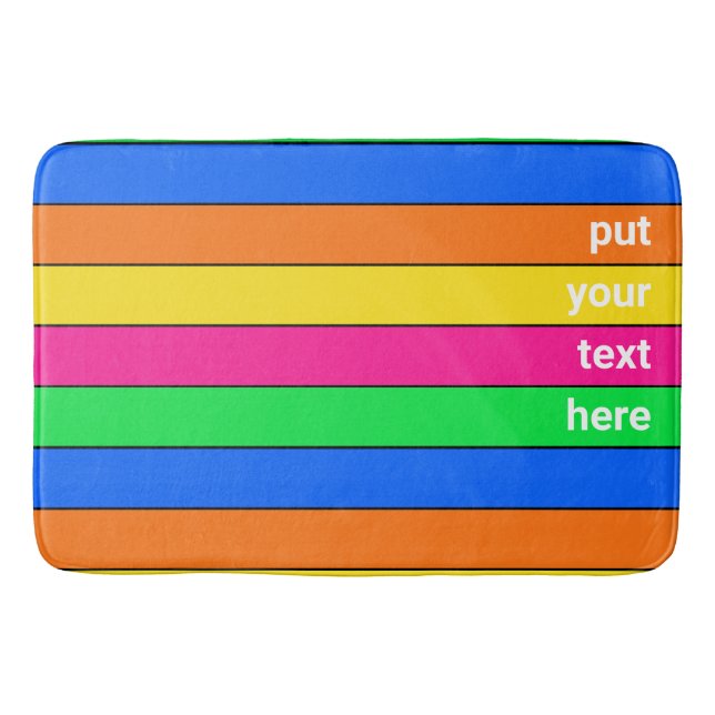 TAPIS DE BAIN BRILLANTE NEON ROSE JAUNE BLEU VERT ORANGE STRIPE (Devant)