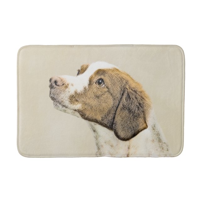Tapis De Bain Brittany Peinture - Cute Original Chien Art (Devant)