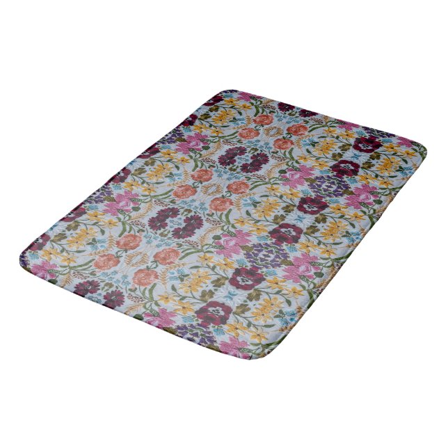 Tapis De Bain Broderie florale Motif avec de belles fleurs (Angle)