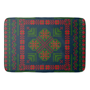 Tapis De Bain Broderie palestinienne Tatreez rouge vert 5 Motif