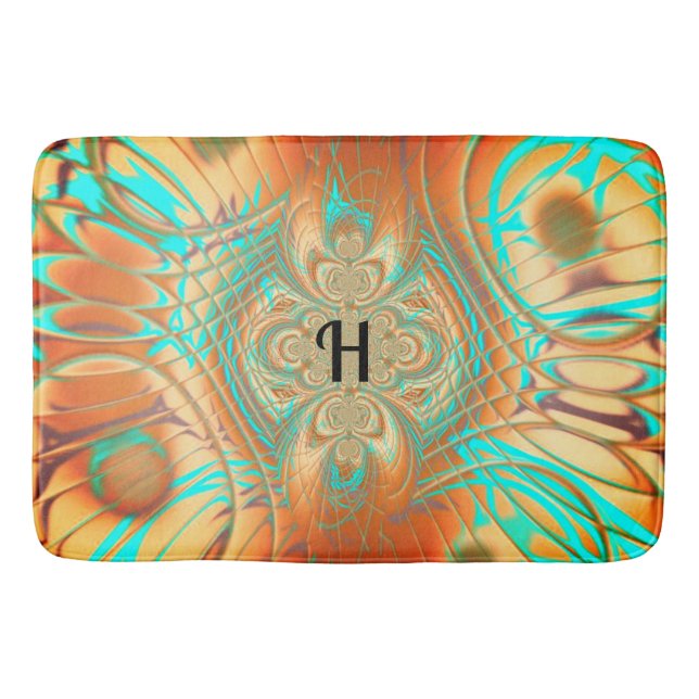 Tapis De Bain Bronze de cuivre et d'Aqua (Devant)