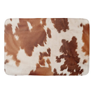Tapis De Bain Brown Cream Cowhide Western