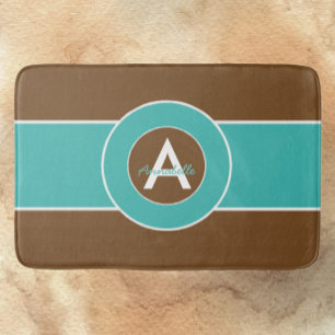 Tapis De Bain Brown et Turquoise