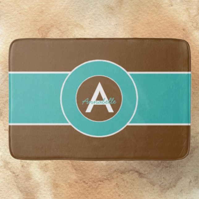 Tapis De Bain Brown et Turquoise (Créateur téléchargé)