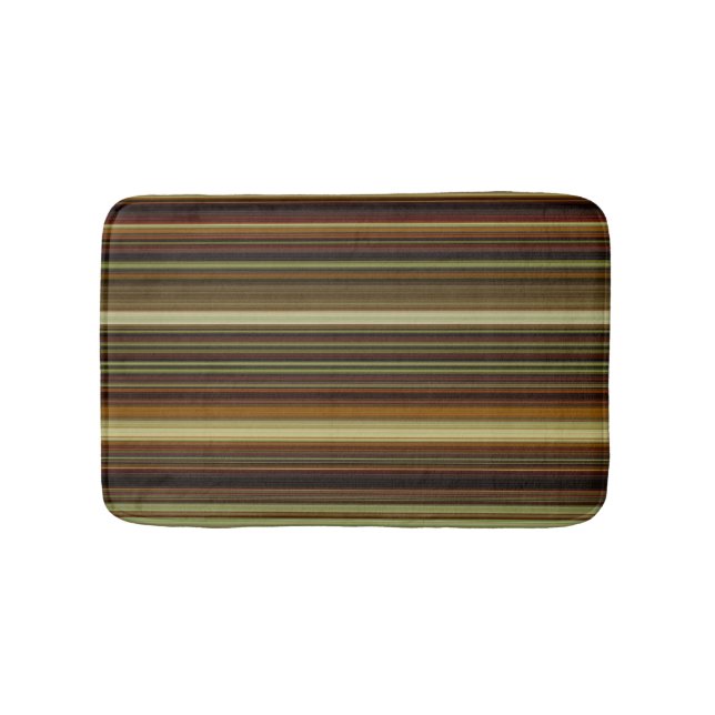 Tapis De Bain Brown Gold et Green Stripes (Devant)