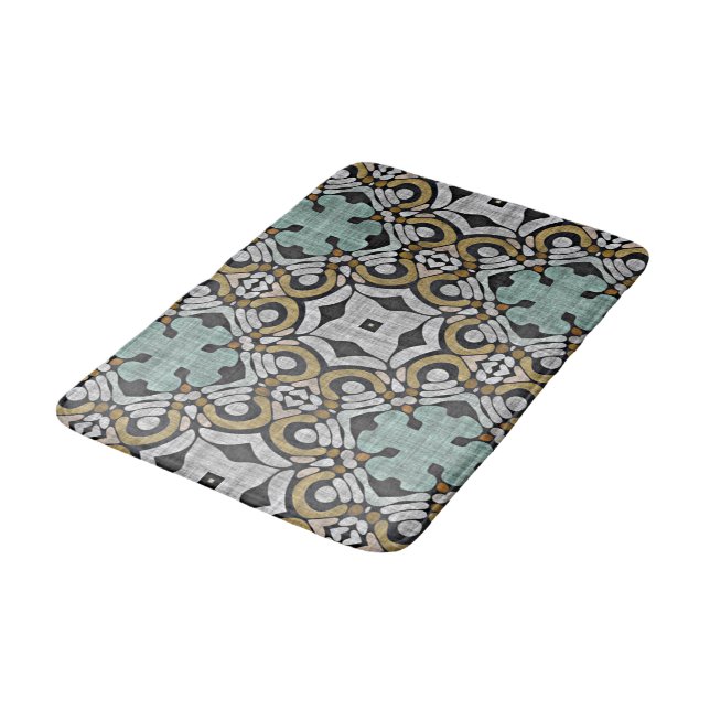 Tapis De Bain Brown Green Grey Hip Ornat Art Motif (Angle)