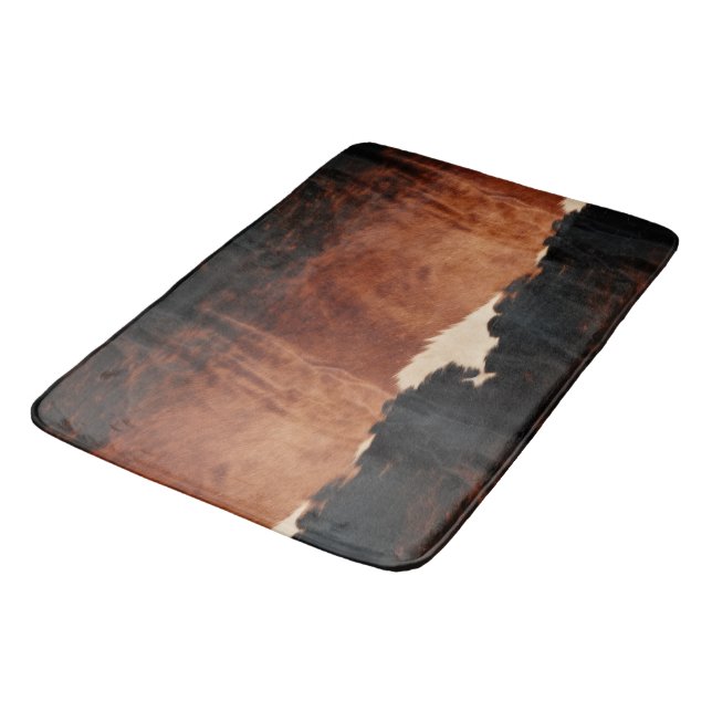 Tapis De Bain Brown Noir Noir Faux Cowhide (Angle)