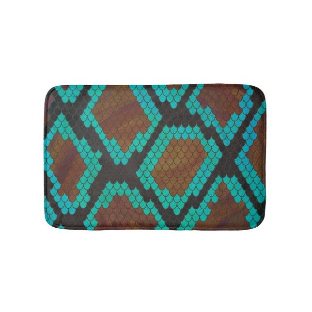 Tapis De Bain Brun de serpent et copie turquoise (Devant)