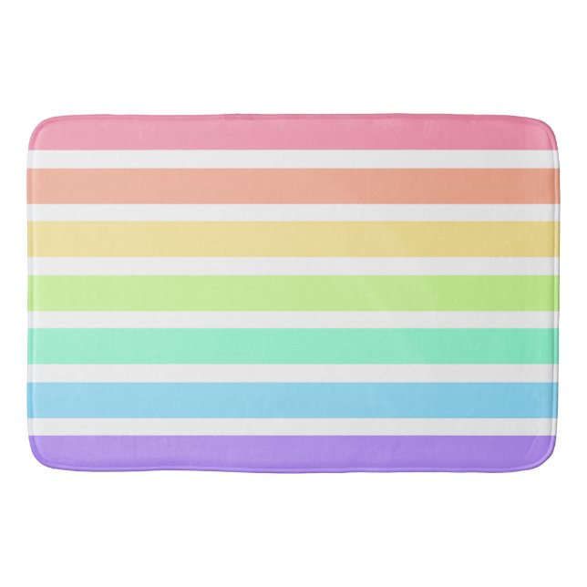 Tapis De Bain Bubblegum arc-en-ciel et bandes blanches (Devant)
