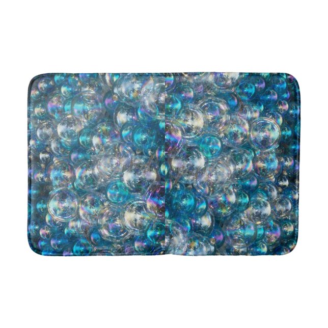 Tapis De Bain Bubbles Salle De Bains Mat Aqua Coordonnée Bleue (Devant)