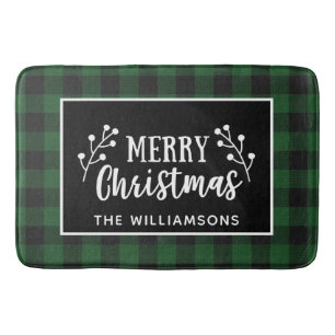 Tapis De Bain Buffalo Check Joyeux Noël Ferme Porte