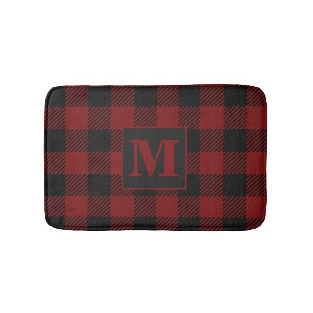 Tapis De Bain Buffalo Plaid Russe Country Monogramme (Devant)